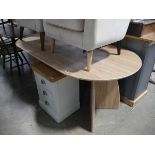 Pine effect dining table with radiused ends