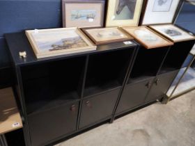 +VAT Modern pair of black finish storage cabinets