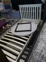 Off white single bedframe and circular table top