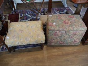 An assortment of 3 various stools and ottomans