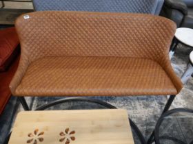 Modern brown diamond stitch 2 seater bench