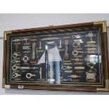 Framed and glazed sailing related items such as knots, accessories etc