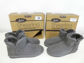 +VAT 2 boxed pairs of ladies Kirkland shearling boots both grey. Both size 7.
