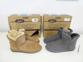 +VAT 2 boxed pairs of ladies Kirkland shearling boots (1 brown & 1 grey). Both size 8