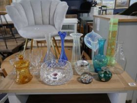 Collection of various cut glass, coloured glass and crystal