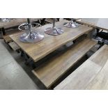 Dark wood effect 3 piece picnic style dining set to include table and 2 benches