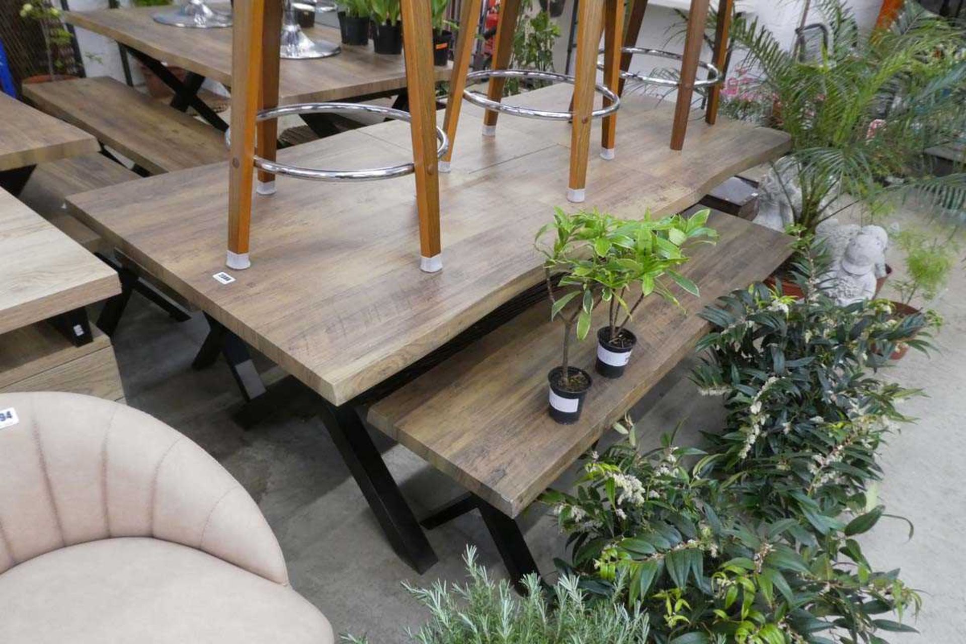 Modern dark wood extending style picnic bench