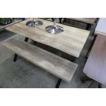 Light wood effect 3 piece picnic style dining set to include table and 2 benches