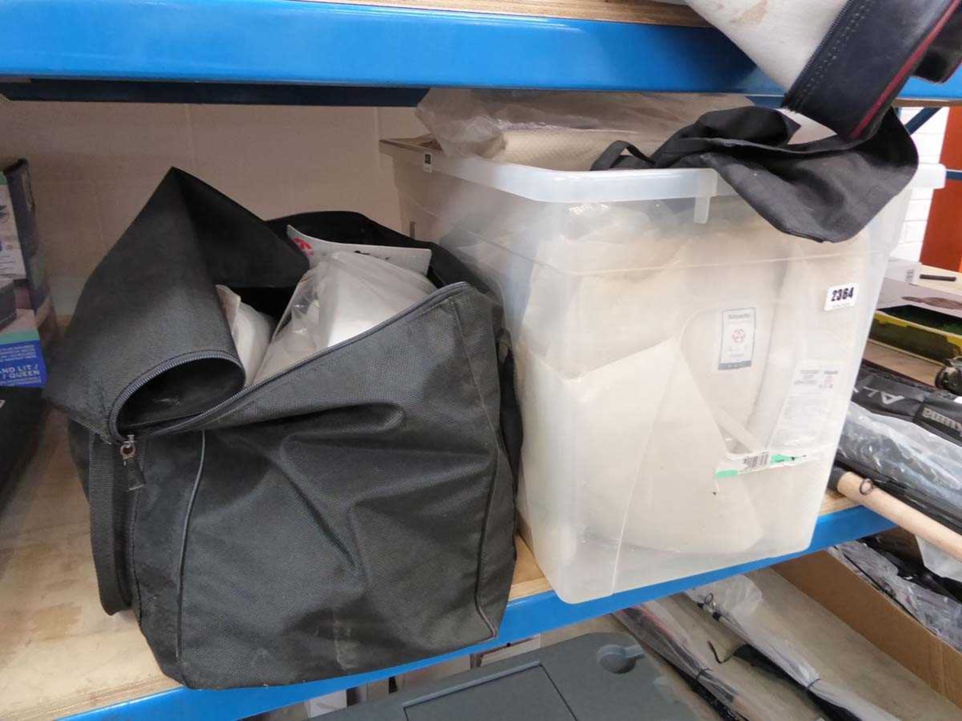 Bag and crate of various karate sportswear