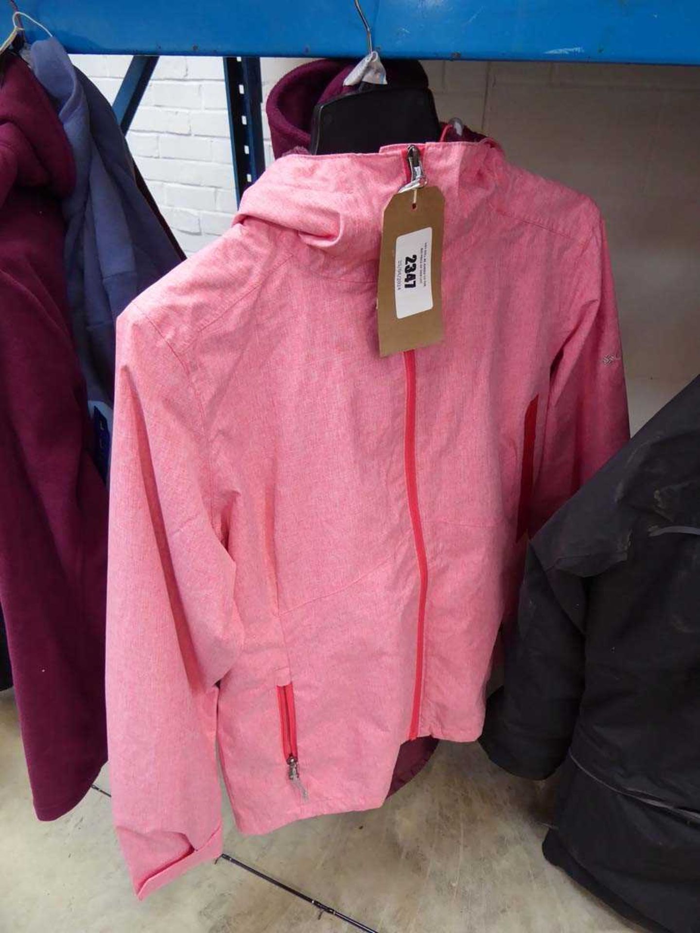 +VAT Colombia full zip waterproof jacket in pink size M together with Colombia full zip fleece in
