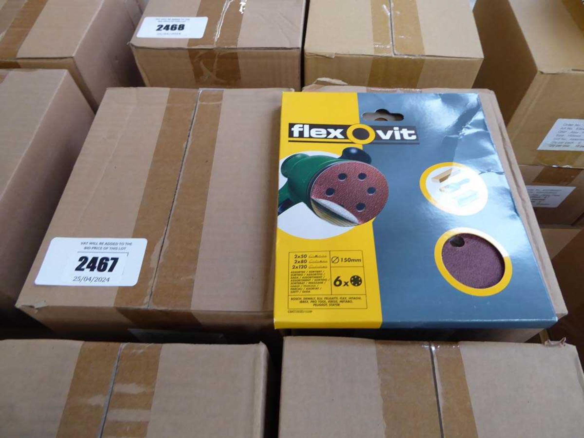 +VAT 4 boxes containing 10 packs in each box of Flexovit 150mm orbital sanding sheets