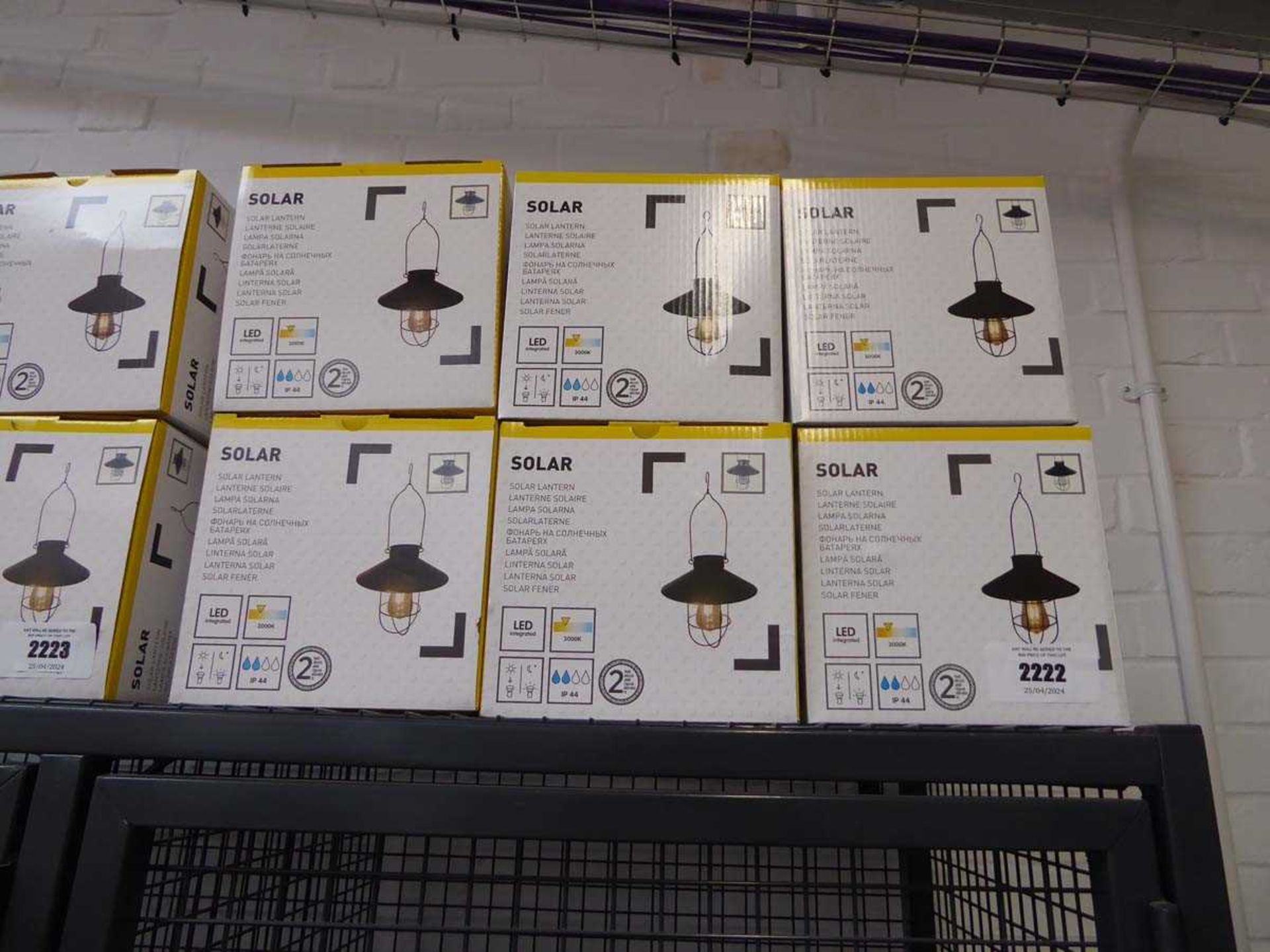 +VAT 6 solar garden lanterns, boxed