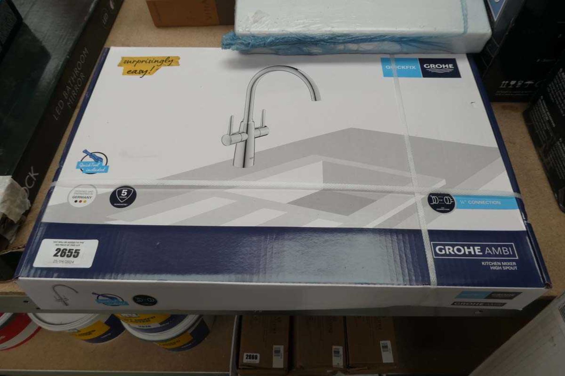 +VAT Grohe Ambi chrome twin lever kitchen tap