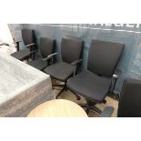 Set of 4 black cloth twin armed office armchairs