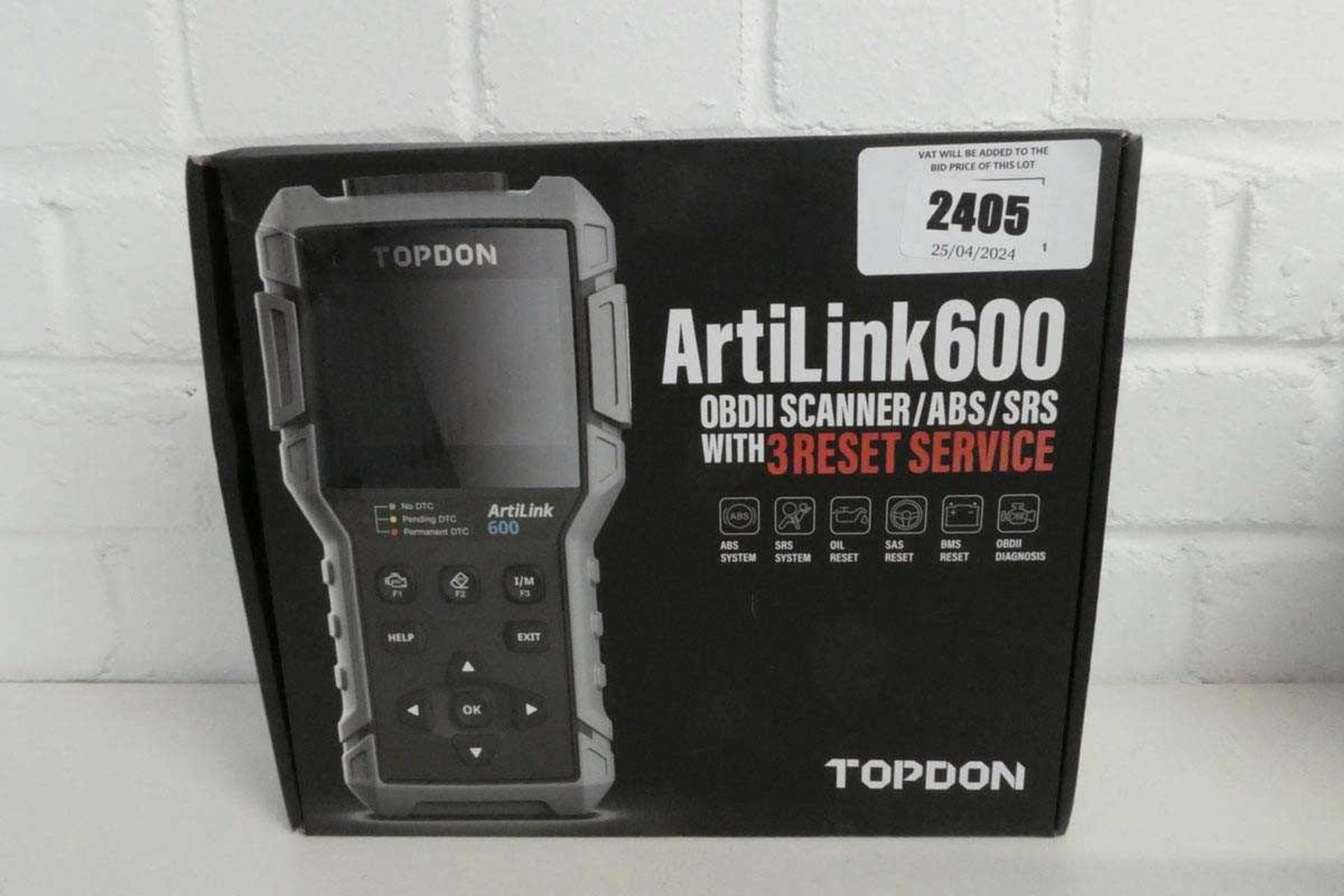 +VAT Boxed Topdon ArtiLink600 OBD II scanner/ADB/SRS
