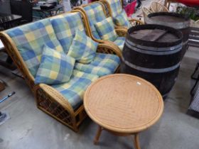 4 piece cane conservatory suite comprising 2 seater sofa together with 2 matching armchairs each