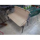 Black and beige rattan 2 seater bench