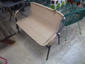 Black and beige rattan 2 seater bench