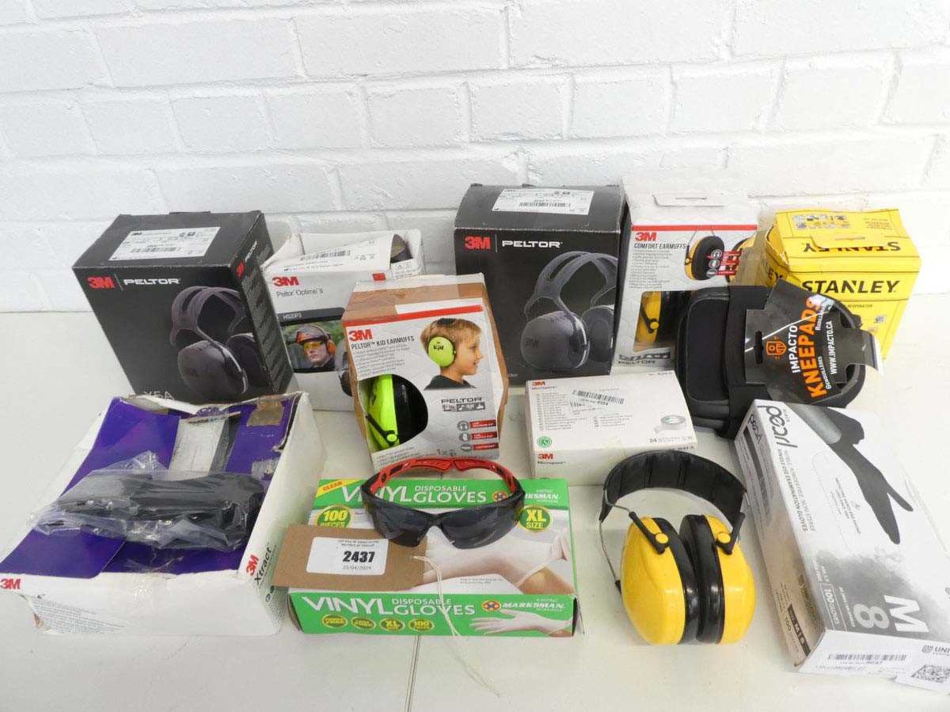+VAT Quantity of mainly 3M branded work safety related items to include X5A Peltor hearing