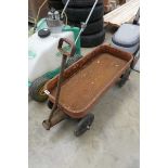 Vintage metal 4 wheel pull along cart