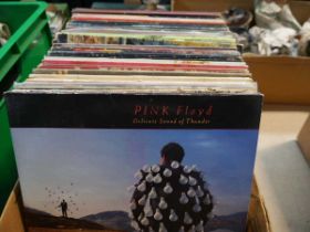 Box containing various vinyl LPs to include Pink Floyd, Led Zepplin, Bob Marley etc,