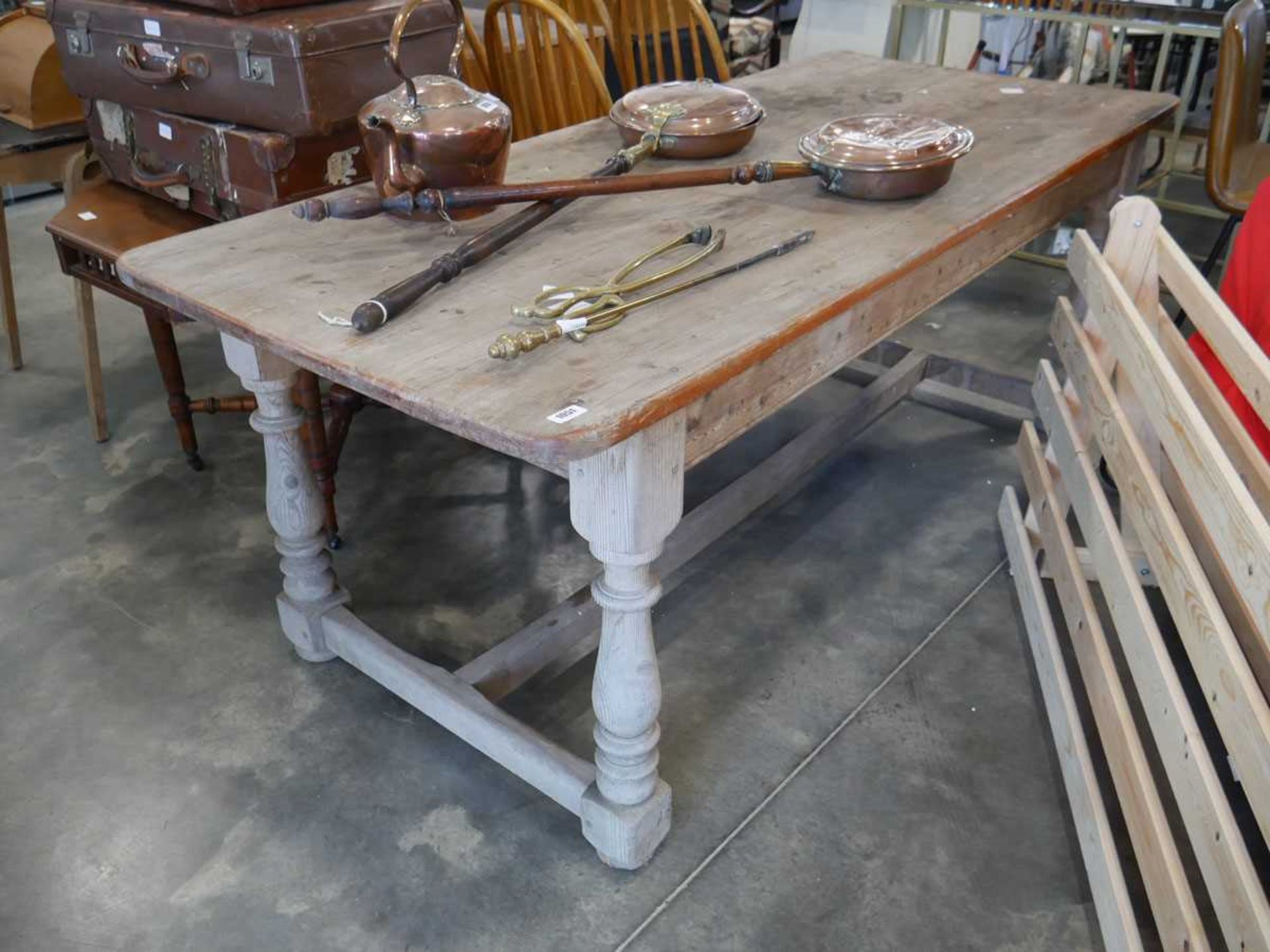 Stripped pine refectory table