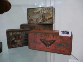 3 collectible Hignetts cigarettes and tobacco tins, together with 1 Hignetts box with cards
