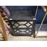 Mirror front 2 drawer night stand in black ash finish