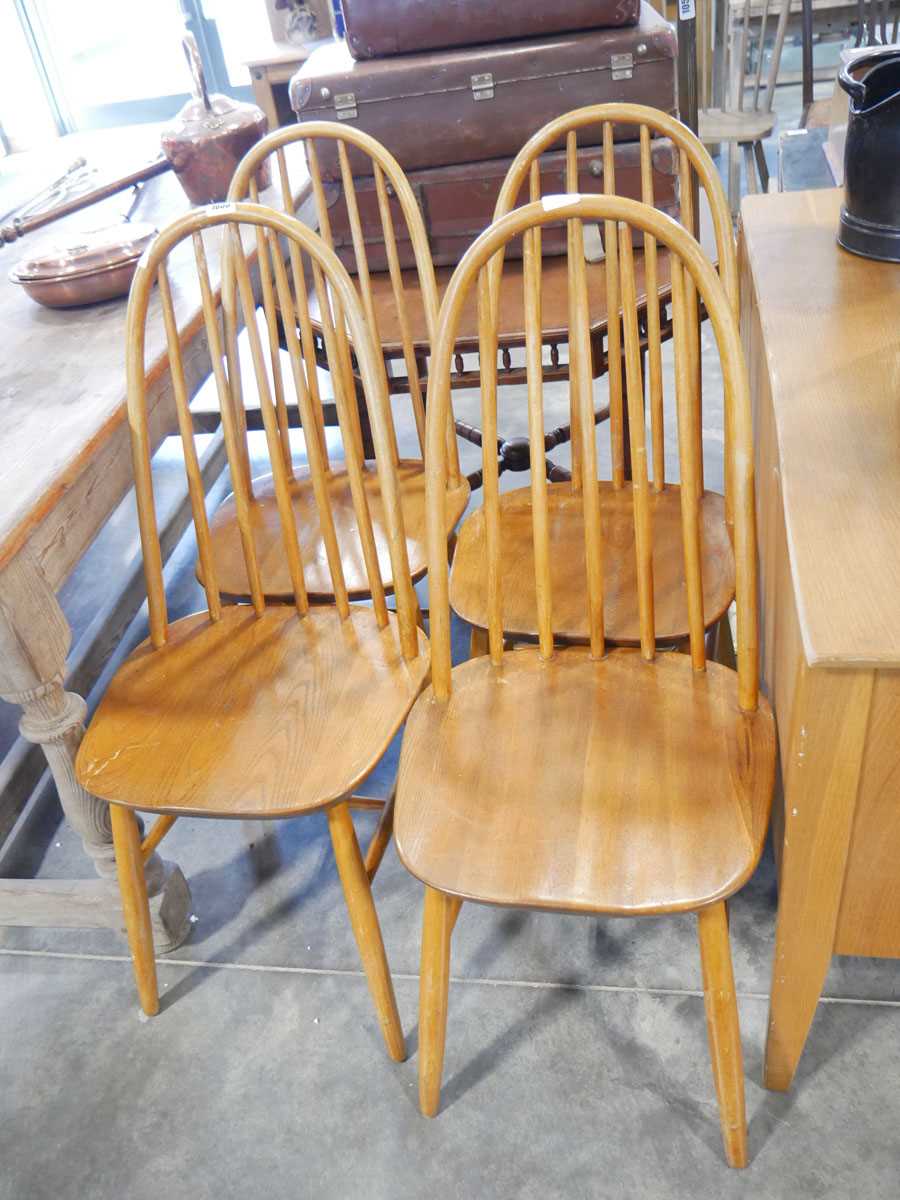 Set of 4 mid century spindle back dining chairs