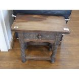 Dark oak single drawer side table