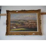 Acrylic on canvas landscape signed Kenneth Denton in ornate gilt frame