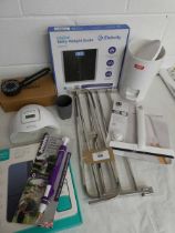 +VAT 2 sets of scales, UV nail lamp, shower head, waste paper bin, shower squeegee, etc.