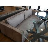 +VAT Modern Flanders 220 concrete coloured leather upholstered sofa