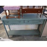 Teal coloured 2 drawer side table