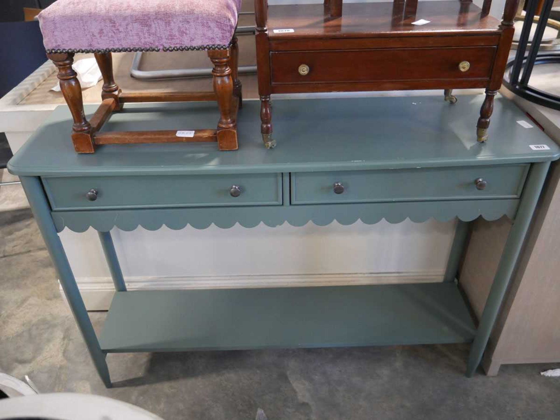 Teal coloured 2 drawer side table