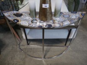 +VAT Chrome demilune side table with polished shell type surface