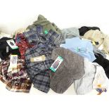 +VAT Approx. 16 items of mens and womens clothing to include trousers, tops, shirts ect.