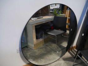 +VAT Large black framed circular wall mirror
