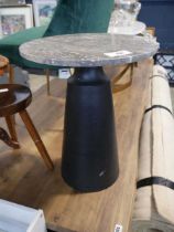 +VAT Marble top circular side table on black granite effect base