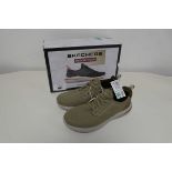 +VAT A boxed pair of mens Skechers Memory Foam trainers. Colour-Taupe Size-8.5