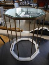 +VAT Brass finish octagonal mirrored top occasional table