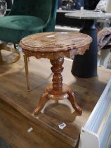 Brass inlaid hardwood occasional table