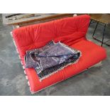 Pine framed double futon with red mattress