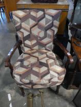 Geometric upholstered armchair