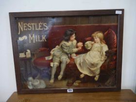 Dark oak framed advertising plaque for Nestlé's Swiss milk