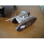 Scratch built metal and wooden model of tank