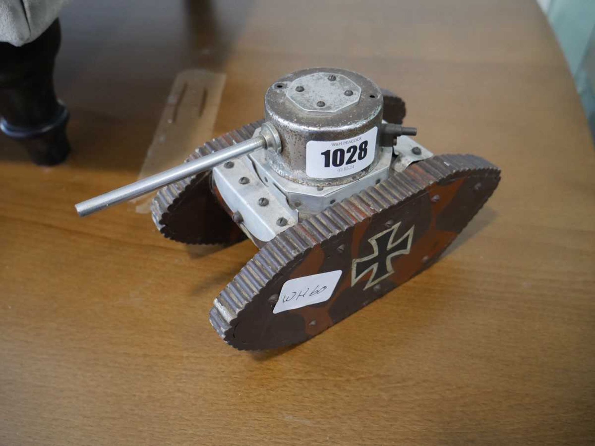 Scratch built metal and wooden model of tank