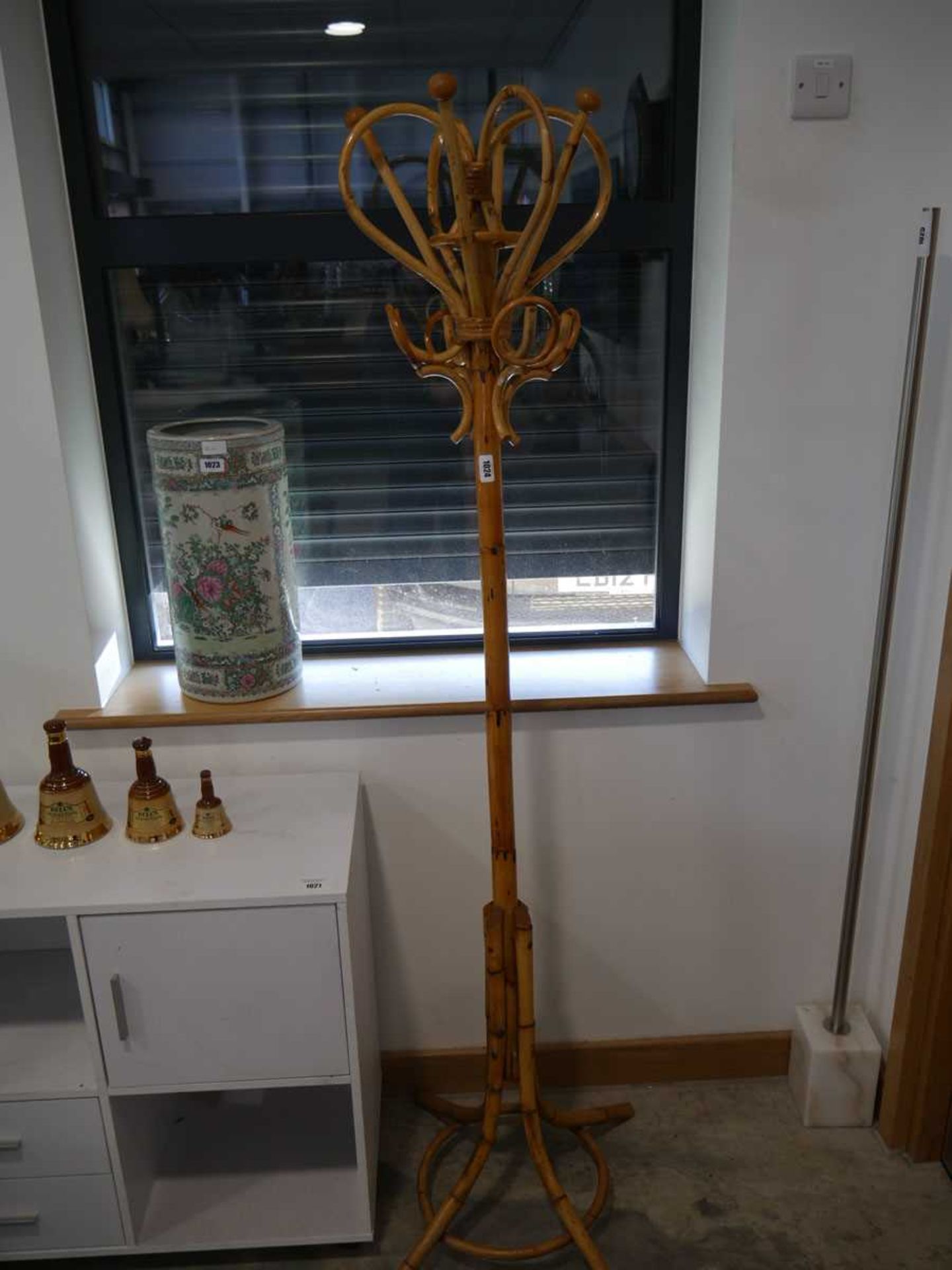 Free standing faux bamboo hat and coat stand