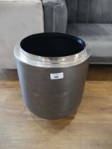 +VAT Brushed chrome finish metal planter