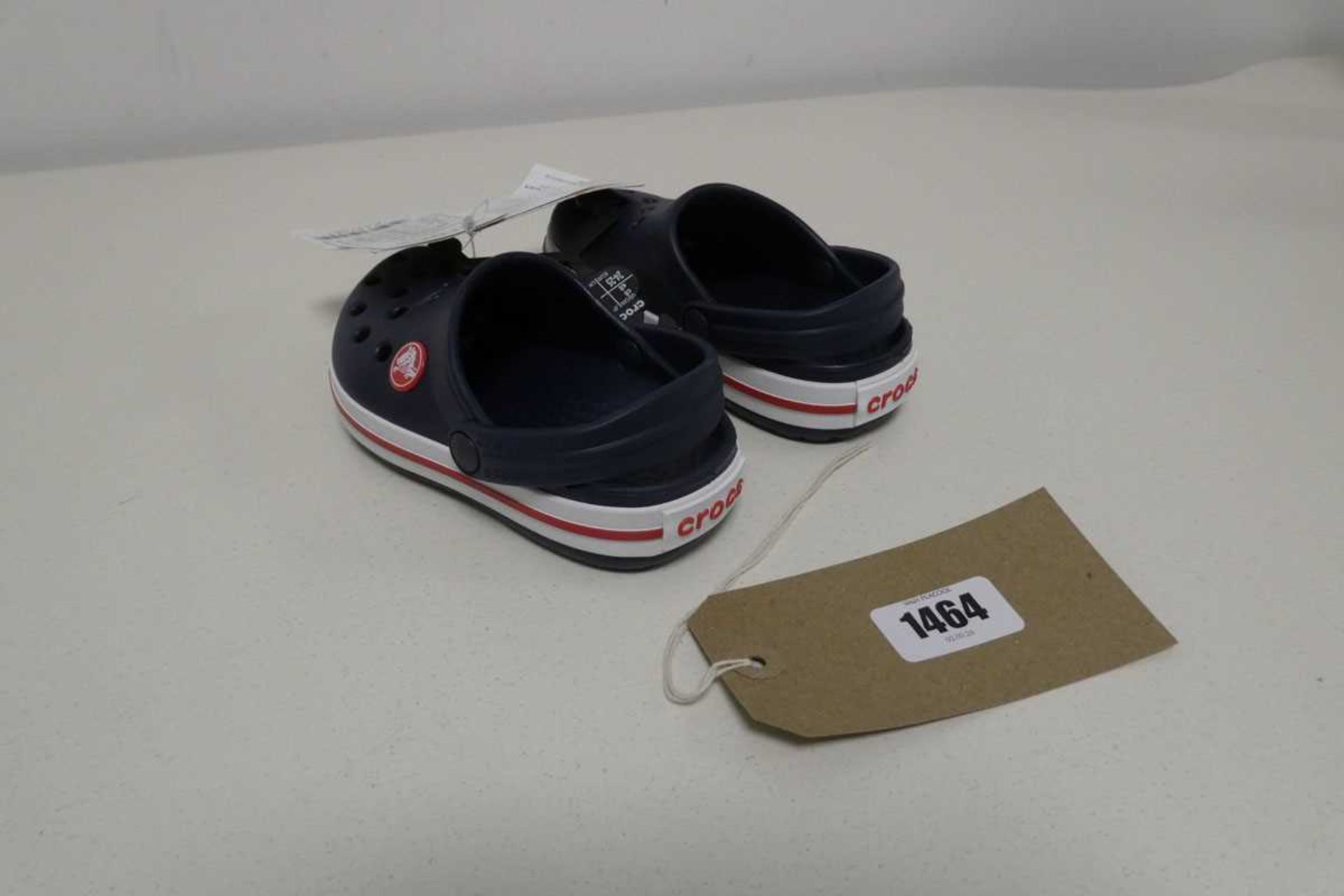 Kids Crocs in size infant 8. Colour-Navy